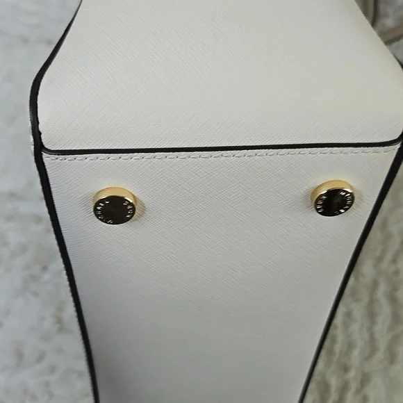 Michael Kors White Tote with Bear Charm Added EUC LIKE NEW - Picture 5 of 13